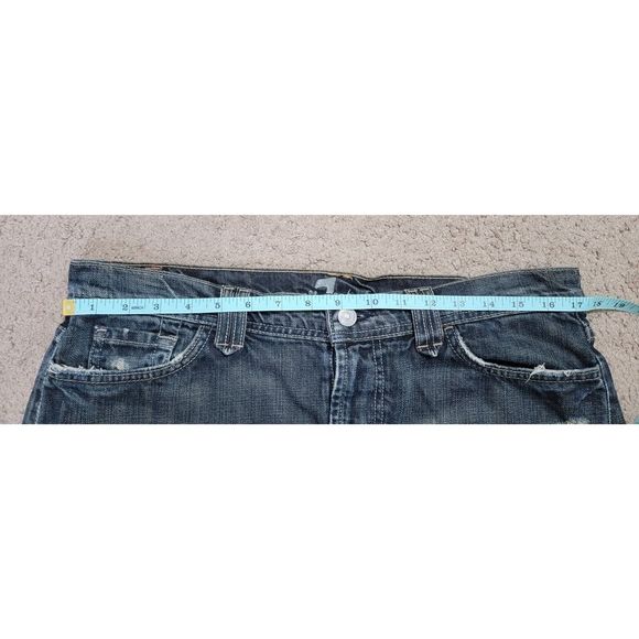 7 For All Man Kind Rocker Mini Skirt Women's 32" Dark Denim 100% Cotton  w/ Slit - Picture 6 of 10